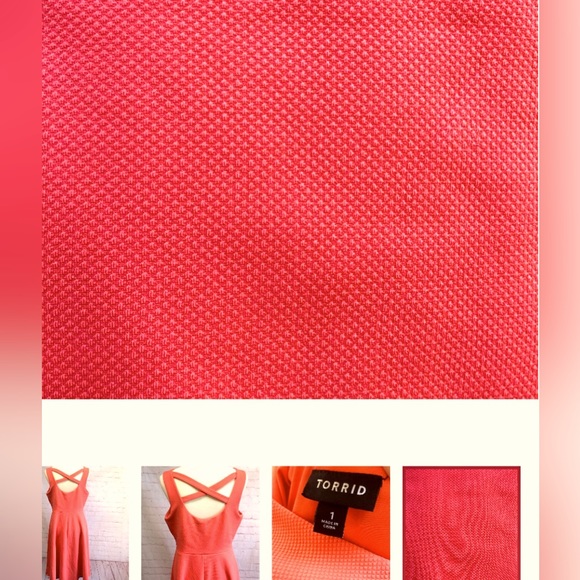 TORRID sleeveless dress w/strappy back detail. Tangerine orange size 1 or 1X - Picture 6 of 8